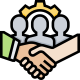 dessin équipe qui se serre la main Accueil accompagnement sur-mesure